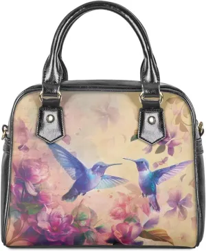 Forchrinse Crystal Butterfly Purple Satchel Handbags for Women,Ladies Shoulder Purse Top Handle Bag Pu Leather Tote Bag