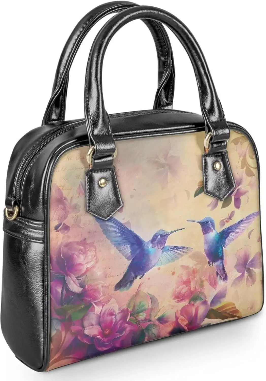 Forchrinse Crystal Butterfly Purple Satchel Handbags for Women,Ladies Shoulder Purse Top Handle Bag Pu Leather Tote Bag