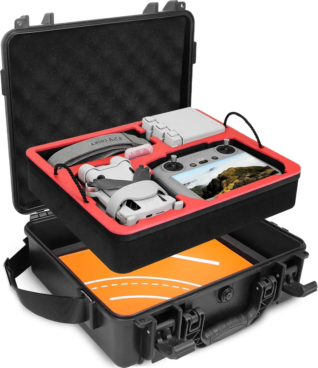 FPVtosky Drone Case for DJI Mini 4 Pro/Mini 3 I Compact I Dual Layer I Waterproof Carry Bag for DJI Mini 4 Pro/Mini 3/3 Pro Fly More Combo, Drone Bag Accessories for DJI RC/RC 2/RC-N1