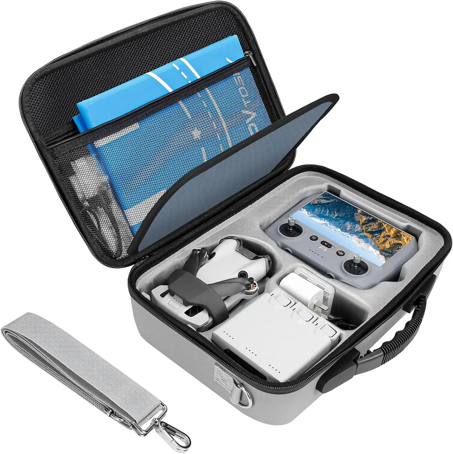 FPVtosky Mini 4 Pro RC 2 Case [CASE ONLY], Waterproof Shoulder Bag for DJI Mini 4 Pro Fly More Combo Accessories, Fits RC2 Remote with Sunshade
