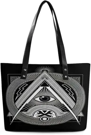 Freemasonry Masonic Lodge Logo Women Tote Bags Top Handle Satchel Handbags Faux Leather Tassel Shoulder Purse