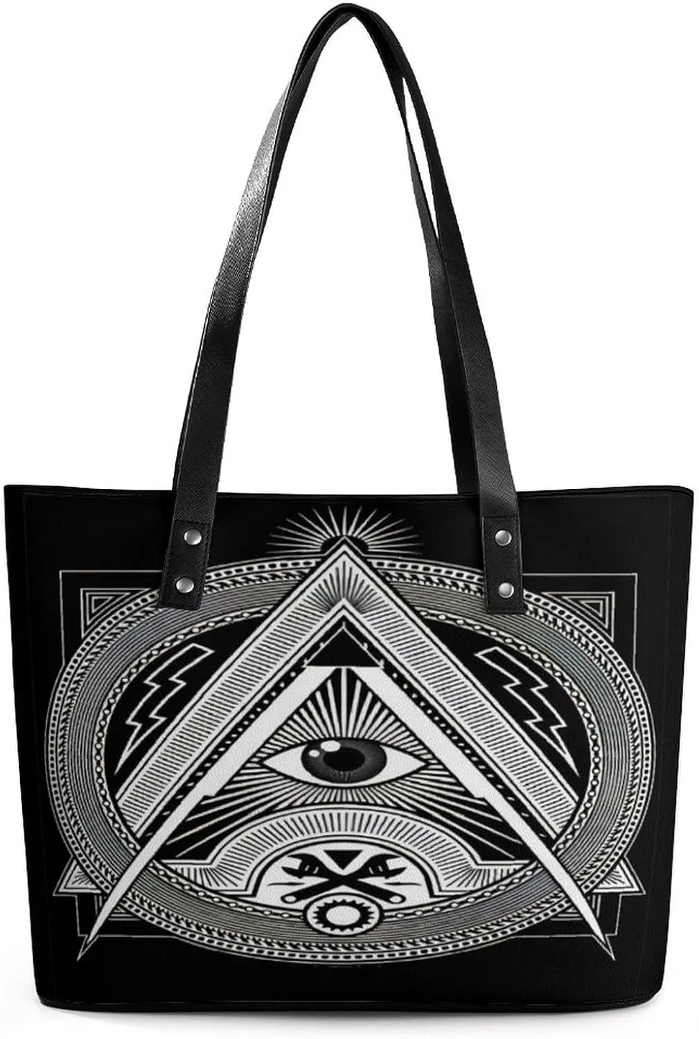 Freemasonry Masonic Lodge Logo Women Tote Bags Top Handle Satchel Handbags Faux Leather Tassel Shoulder Purse