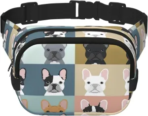 french bulldog print Large Fanny Packs for Women Cute Cross Body Waist Bag Fashionable Fanny Pack