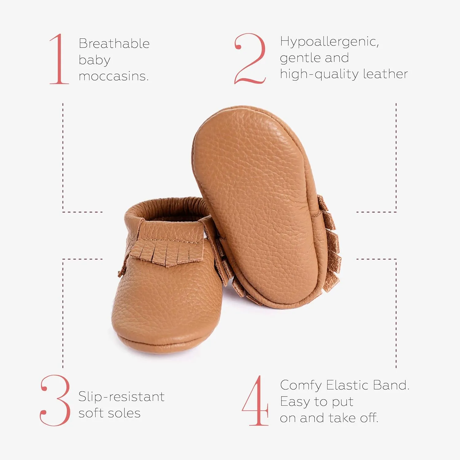 Fringe Baby Moccasins (Italian Leather) Baby Shoes, Soft Sole Baby Shoes, Newborns, Infants & Toddlers - Handmade Genuine Leather Baby Boy Shoes, Baby Girl Shoes