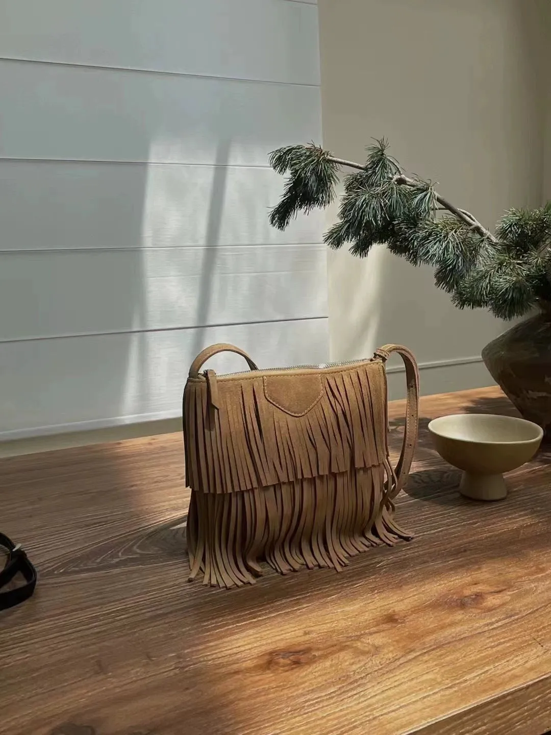 Fringe Leather Shoulder Bag