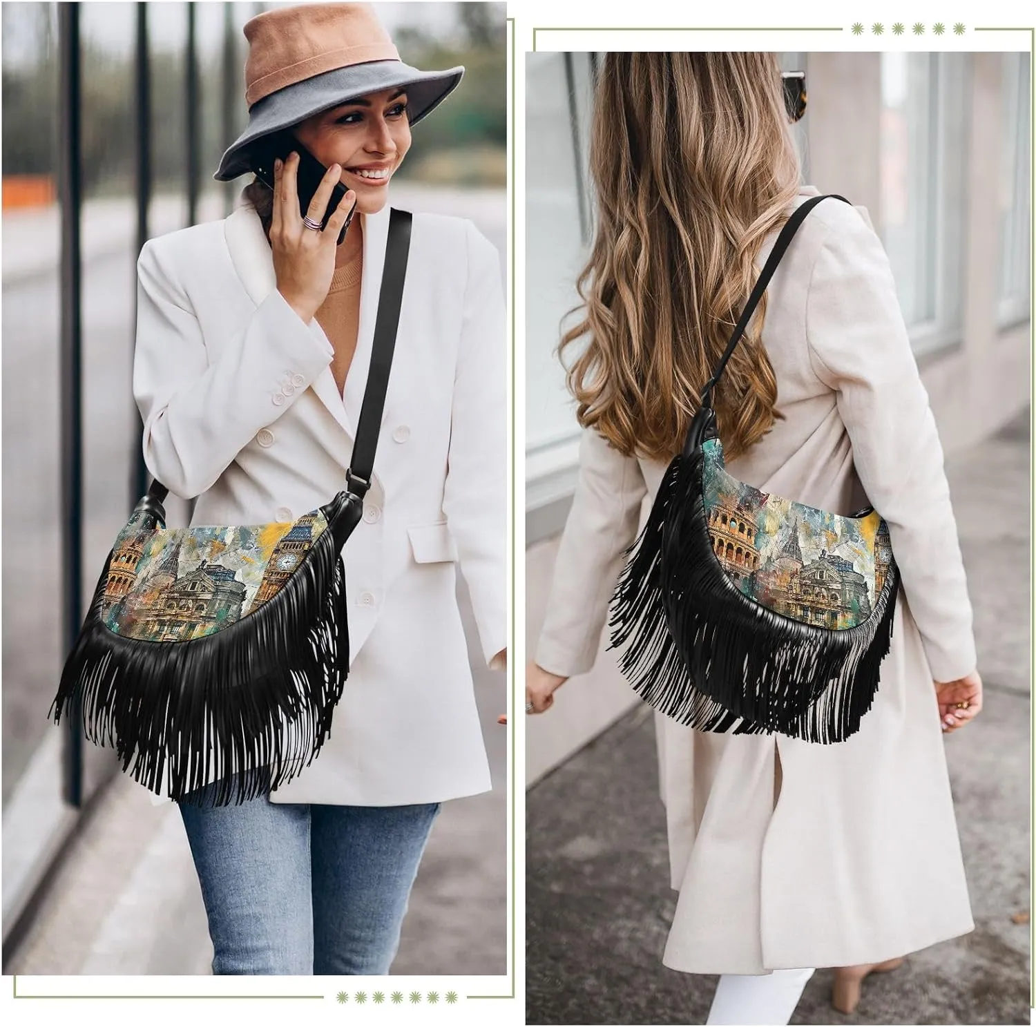 Fringe Purses for Women Western Crossbody with Tassel Boho Handbags for Women Western Crossbody Purses