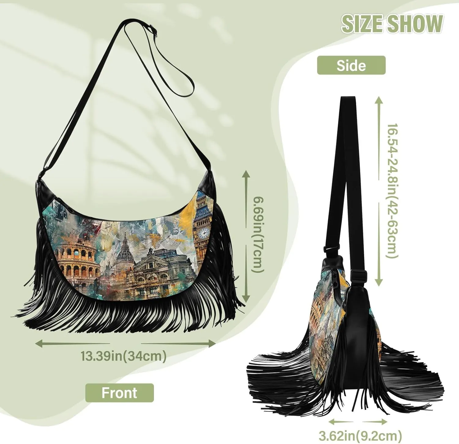 Fringe Purses for Women Western Crossbody with Tassel Boho Handbags for Women Western Crossbody Purses