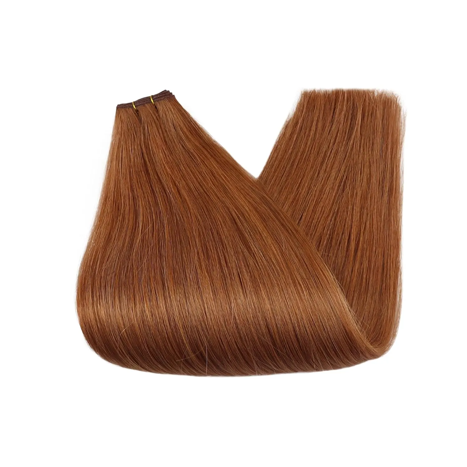 Fshine Genius Weft Real Human Hair Extensions Color #330 Copper 14 Inch 50g Auburn Sew in Remy Human Natural Human Genius Weft