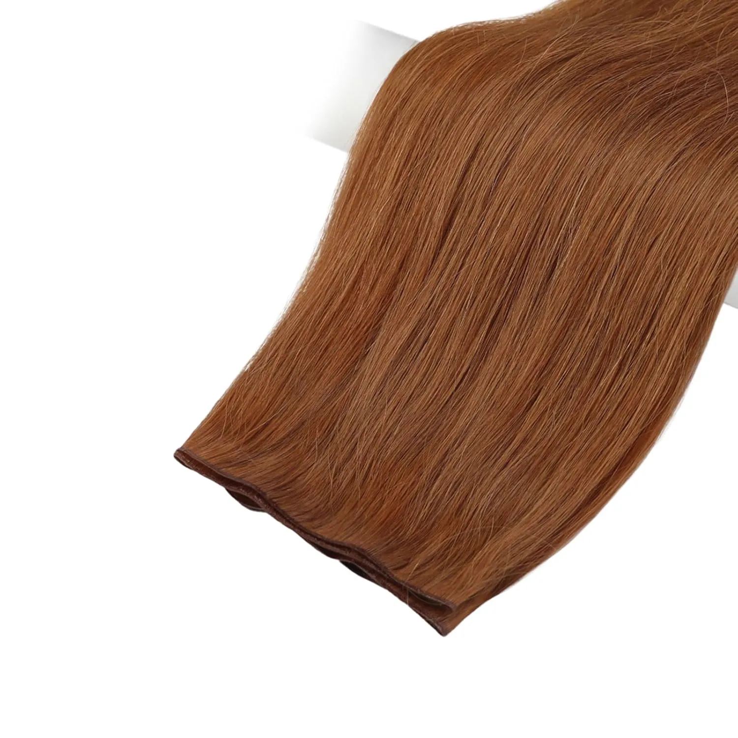 Fshine Genius Weft Real Human Hair Extensions Color #330 Copper 14 Inch 50g Auburn Sew in Remy Human Natural Human Genius Weft