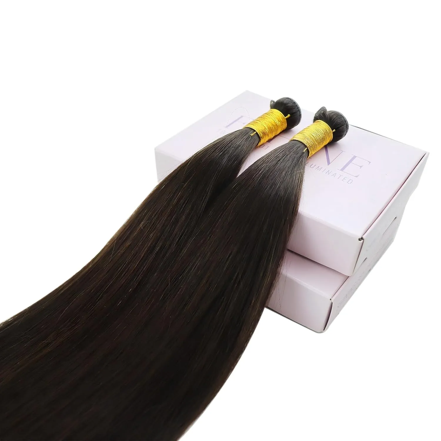 Fshine Genius Weft Real Human Hair Genius Weft for Women Darkest Brown Color 2 14 Inch 50 Gram Bundle Remy Human Bundle Natural Human Weave