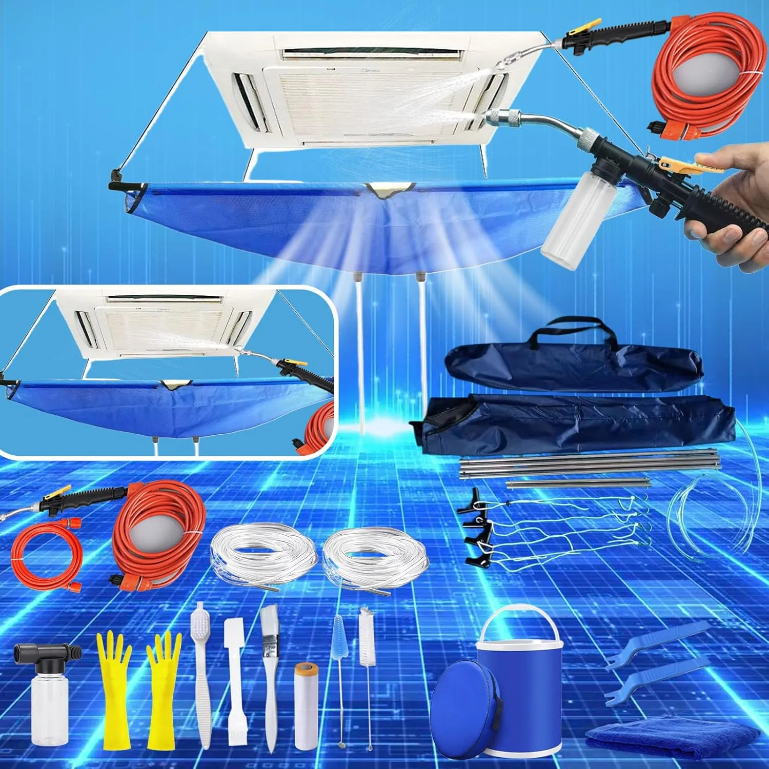 Full Set 20pcsmini Split Cleaning Kit，Mini Split Ac Unit Cleaning Bag