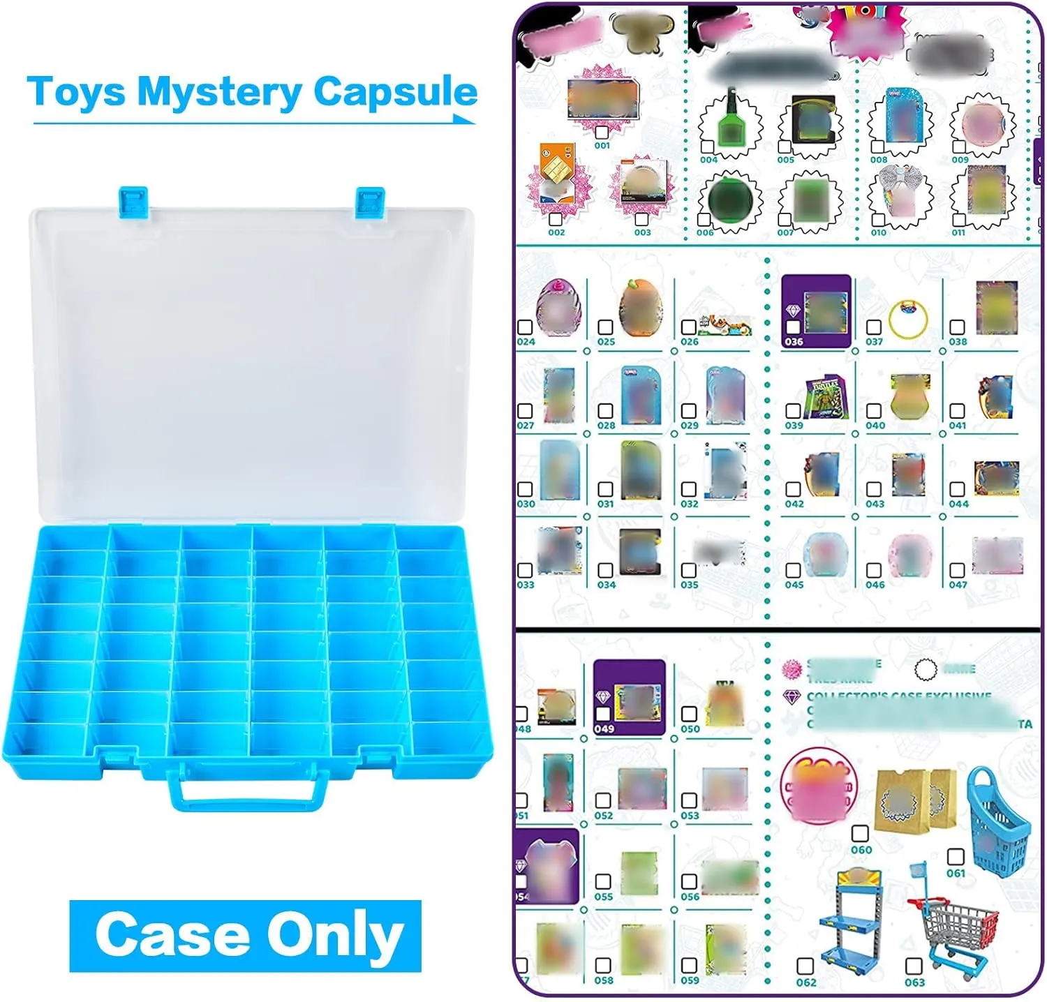 FULLCASE Case Compatible with 5 Surprise for Mini Brands Toys Series 1-4 Mystery Capsule Storage, for Mini Mart Collection Organizer for Collectibles(Case Only), Blue