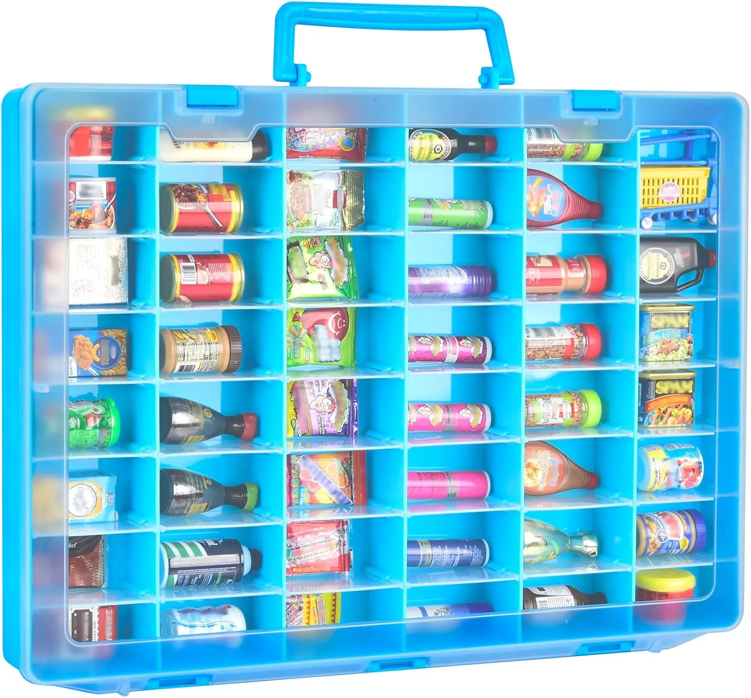 FULLCASE Case Compatible with 5 Surprise for Mini Brands Toys Series 1-4 Mystery Capsule Storage, for Mini Mart Collection Organizer for Collectibles(Case Only), Blue