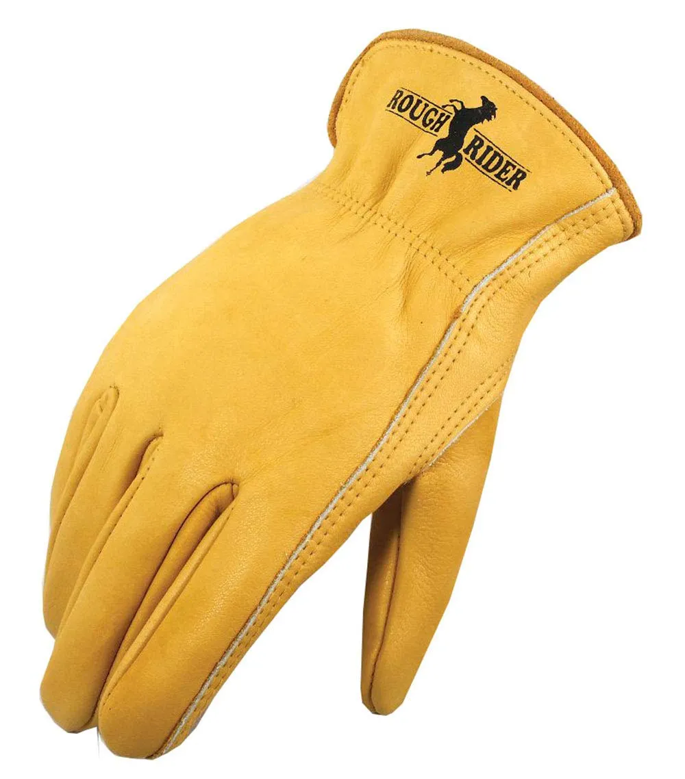 Galeton - 25001PR-XL Rough Rider Premium Leather Driver Gloves With Elastic Back Gold
