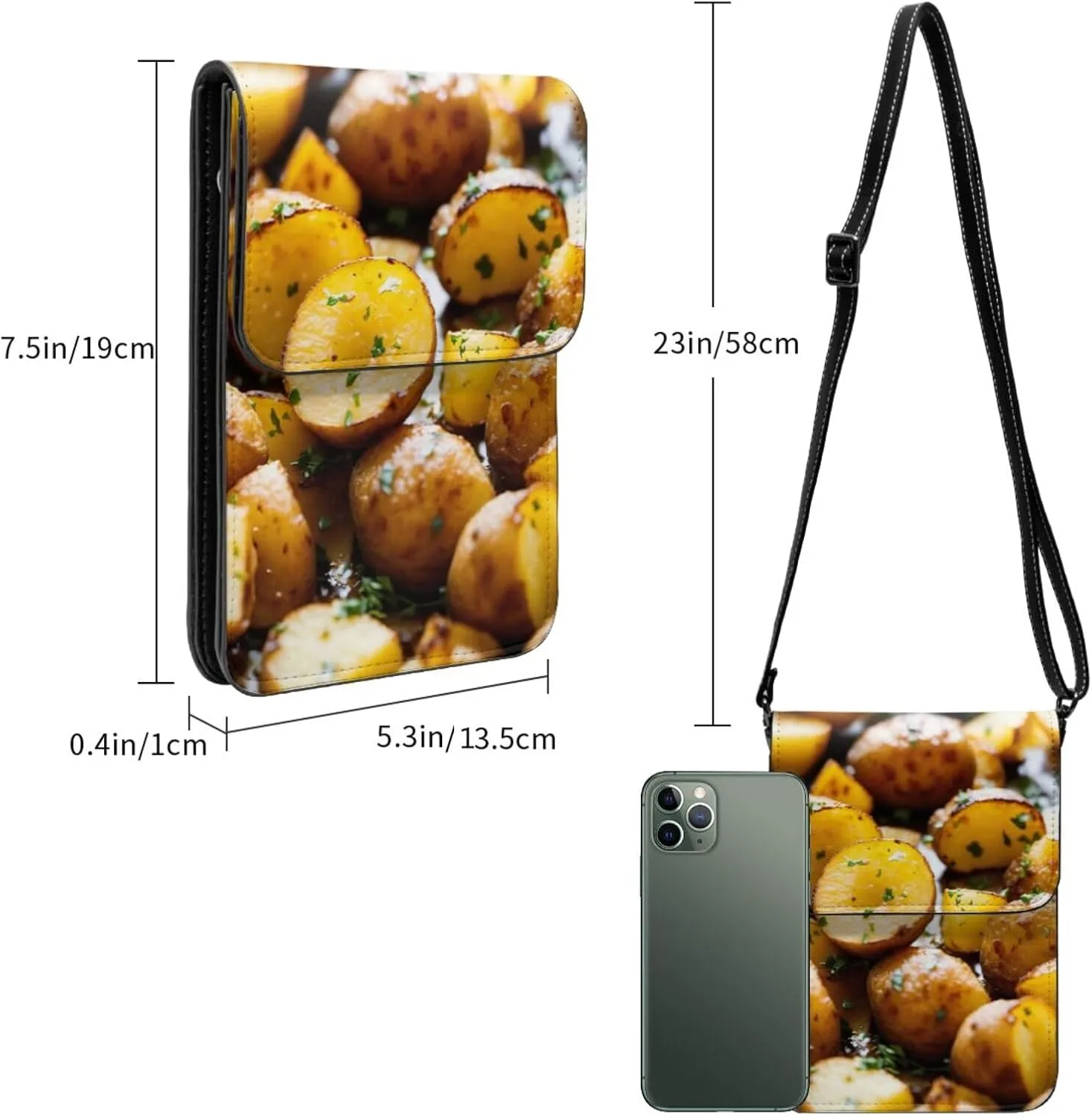 Garden Potatoes Print Small Crossbody Bags Women Card Slots Shoulder Bag Purse Leather Flip Phone Wallet