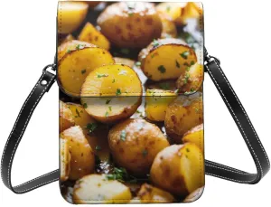 Garden Potatoes Print Small Crossbody Bags Women Card Slots Shoulder Bag Purse Leather Flip Phone Wallet
