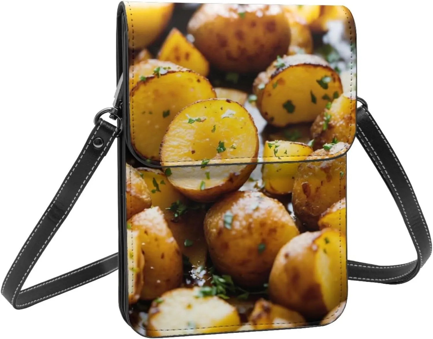 Garden Potatoes Print Small Crossbody Bags Women Card Slots Shoulder Bag Purse Leather Flip Phone Wallet