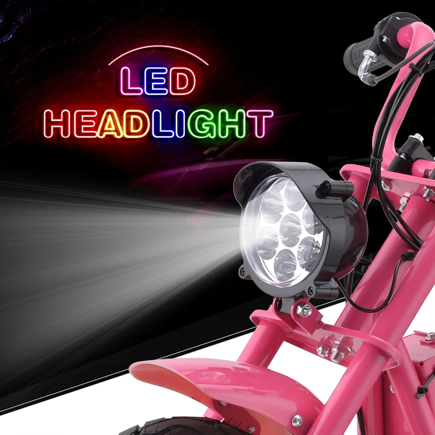 Gas Mini Chopper Bike, DB004 Model 49.4 CC 2-Stroke Dirt Bike with Big Headlight, Premium Tire, Metal Frame, Disc Brakes, Max Load 165Lbs, Up to 20Mph, EPA Approved
