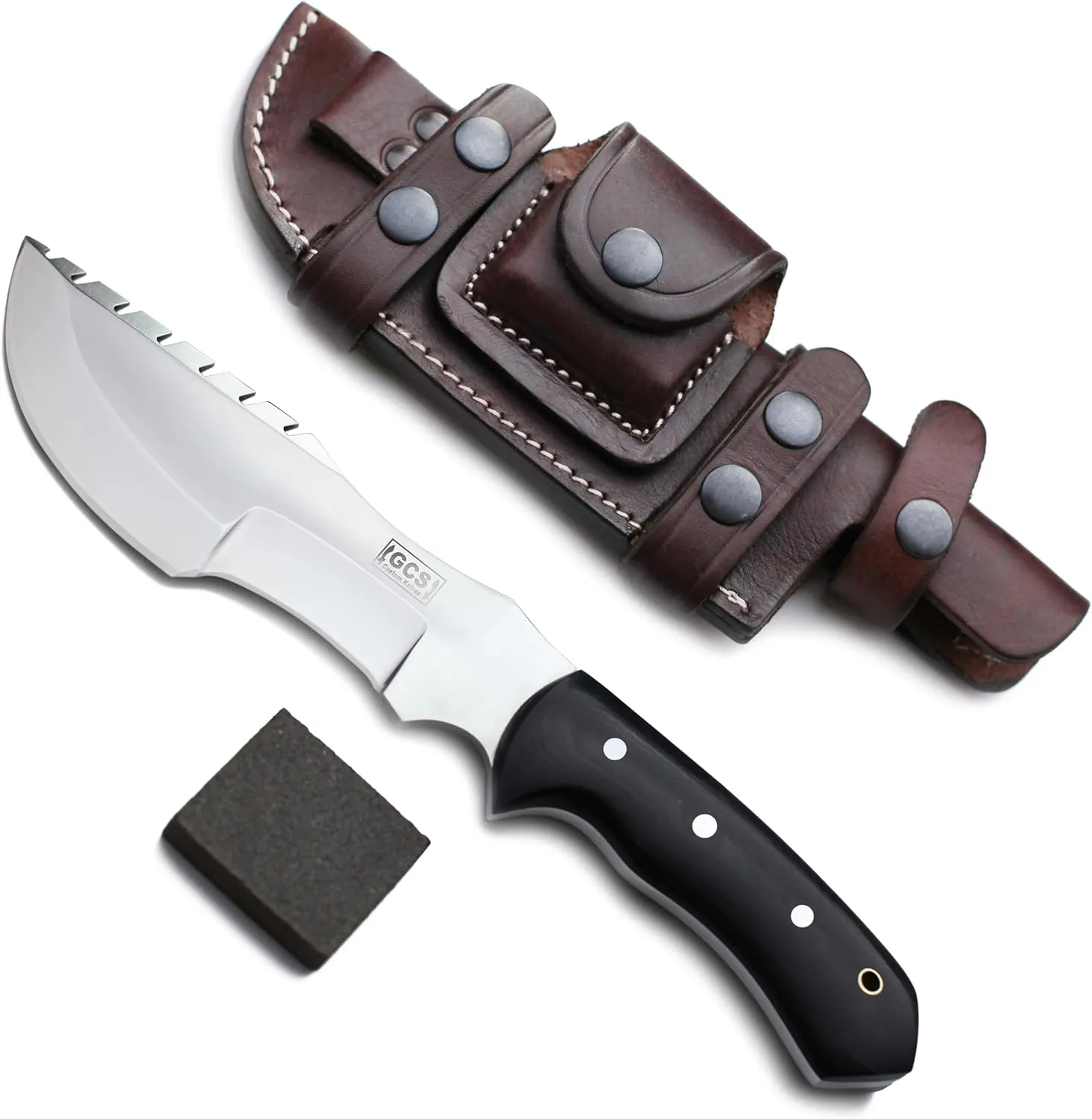 GCS Handmade Micarta Handle D2 Tool Steel Tactical Hunting Knife with leather sheath Full tang blade designed for Hunting & EDC GCS 315