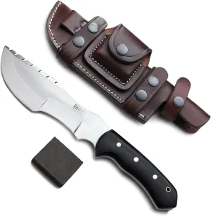 GCS Handmade Micarta Handle D2 Tool Steel Tactical Hunting Knife with leather sheath Full tang blade designed for Hunting & EDC GCS 315