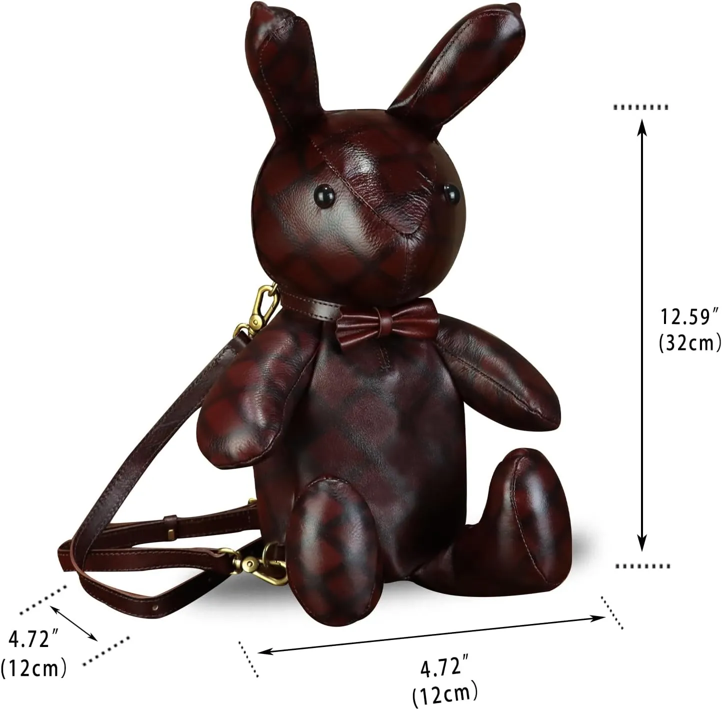 Genuine Leather Backpack for Women Kanpsack Rucksack Vintage Cute Rabbit Shape Crossbody Shoulder Bag Satchel Purse (Coffee)