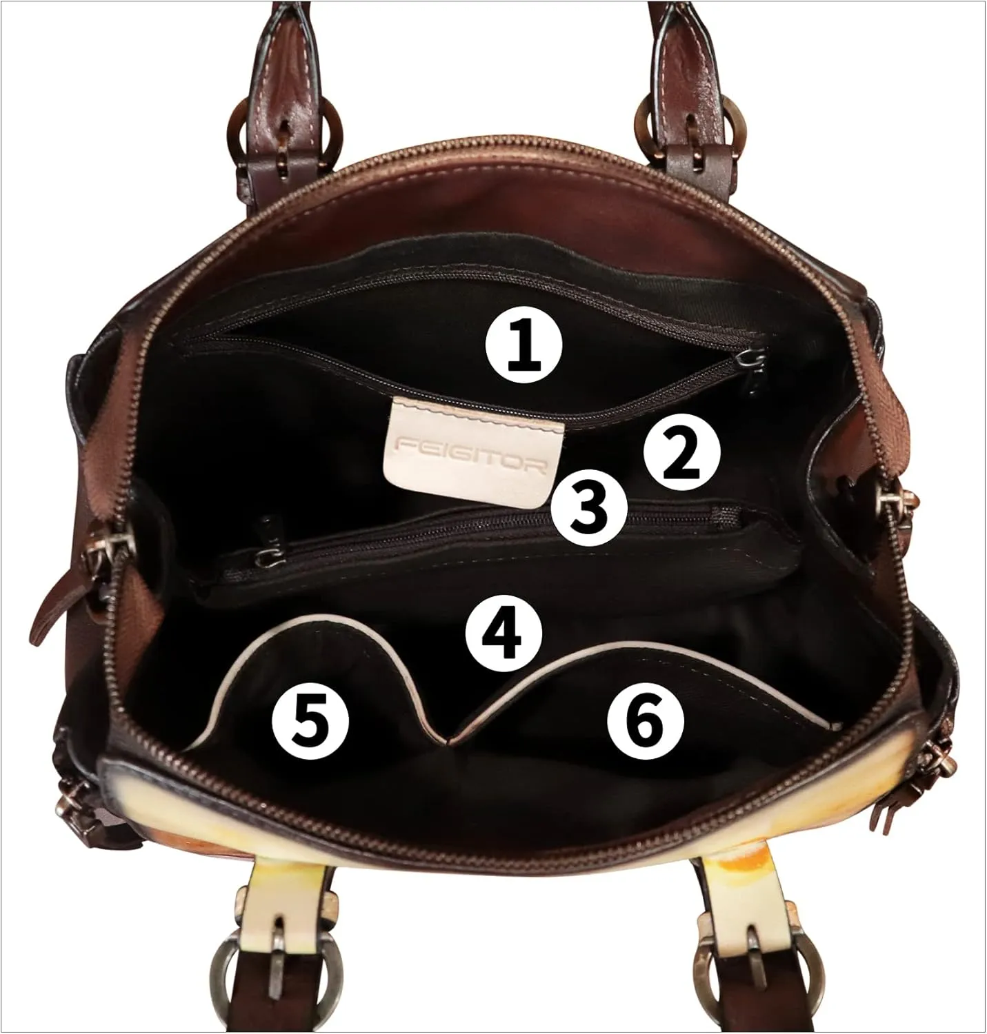 Genuine Leather Handbag for Women Hand Painted Leather Top Handle Purse Handmade Crossbody Satchel Tote Bag
