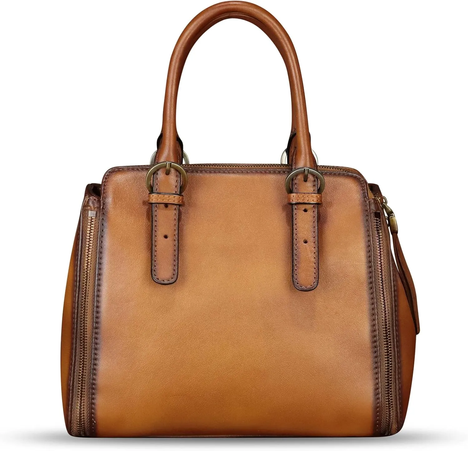 Genuine Leather Handbag for Women Hand Painted Leather Top Handle Purse Handmade Crossbody Satchel Tote Bag