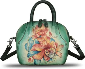Genuine Leather Handbag for Women Purse Hand Painted Leather Top Handle Satchel Handmade Crossbody Pouch