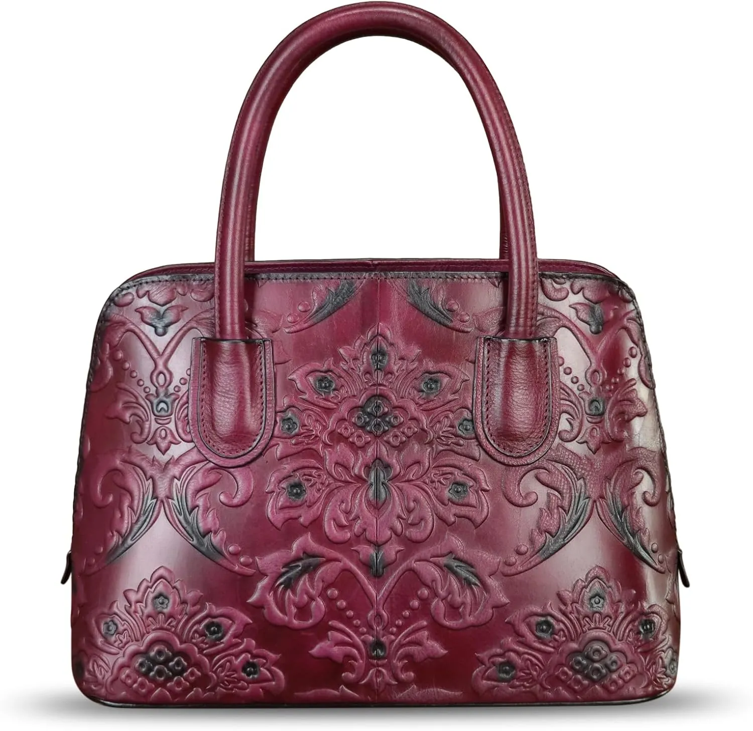 Genuine Leather Handbag for Women Top Handle Satchel Handmade Retro Embossed Leather Vintage Crossbody Purse