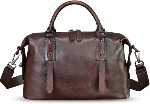 Genuine Leather Handbag for Women Top Handle Satchel Handmade Vintage Crossbody Handbags Retro Leather Purse