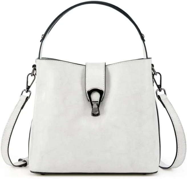 Genuine Leather Handbags for Women Vintage Fashionable and Versatile Shoulder Tote Crossbody Bucket Bags with zipper