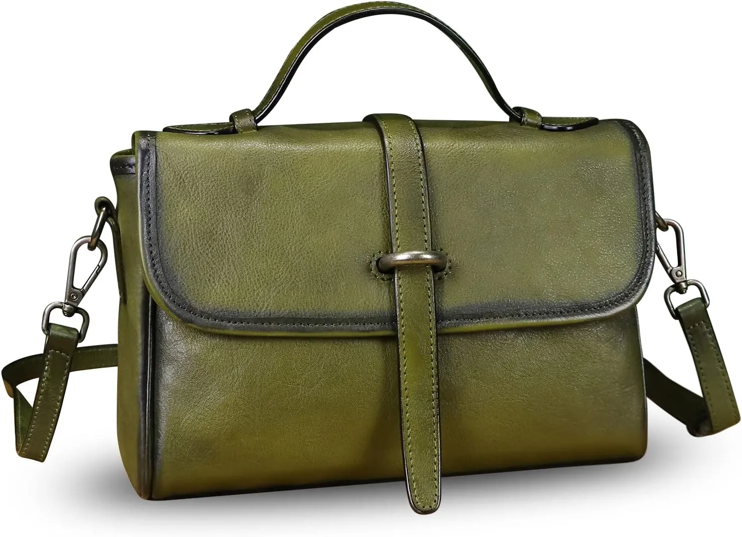 Genuine Leather Purse and Handbag for Women Vintage Handmade Leather Top Handle Purses Satchel Shoulder Bags with Strap