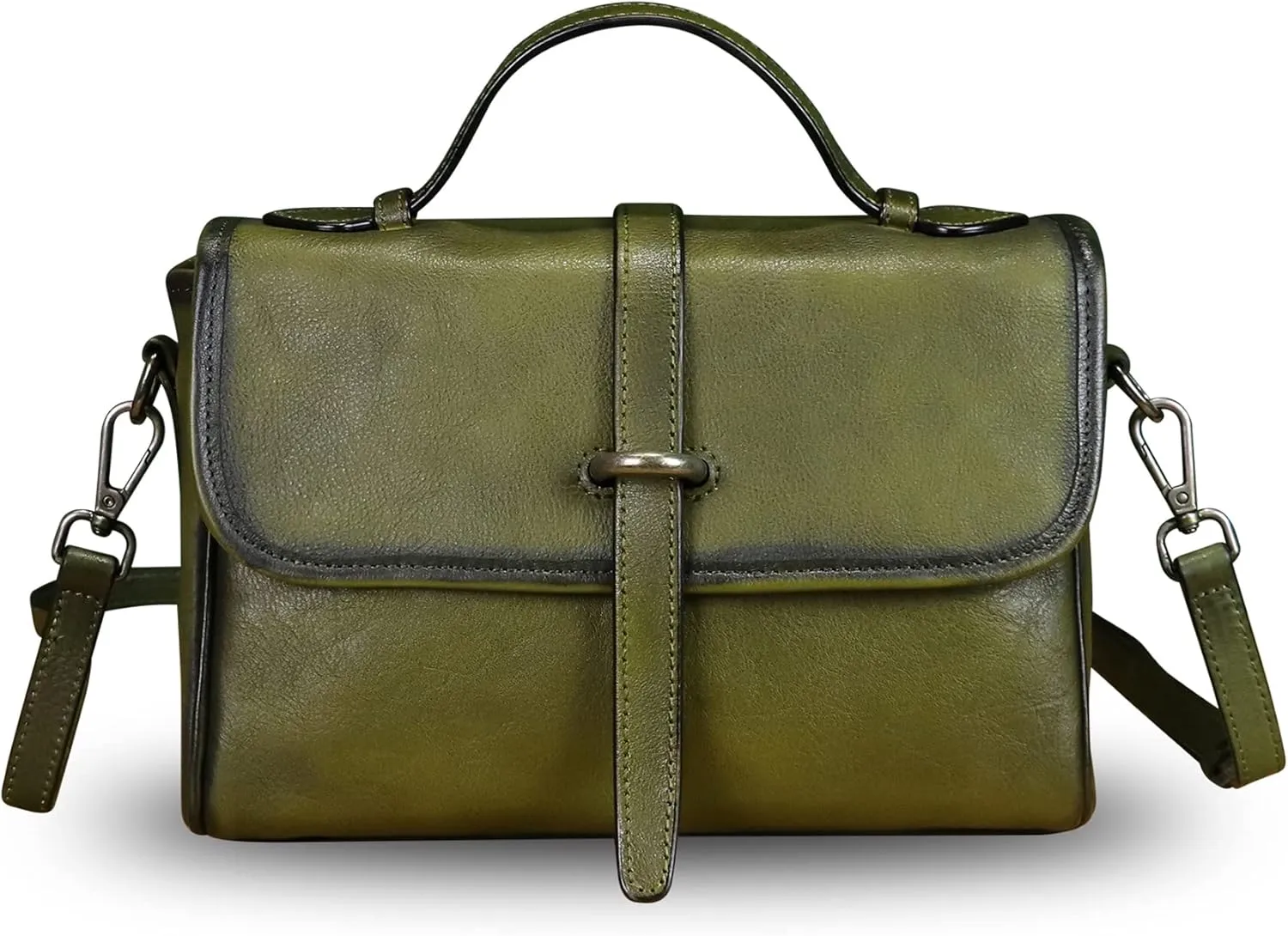 Genuine Leather Purse and Handbag for Women Vintage Handmade Leather Top Handle Purses Satchel Shoulder Bags with Strap