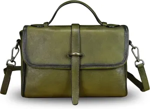 Genuine Leather Purse and Handbag for Women Vintage Handmade Leather Top Handle Purses Satchel Shoulder Bags with Strap