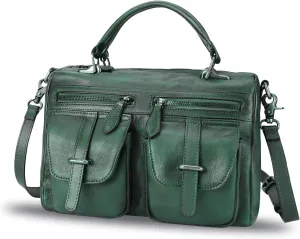 Genuine Leather Purse and Handbag for Women Vintage Handmade Leather Top Handle Satchel Purses Shoulder Bag Strap