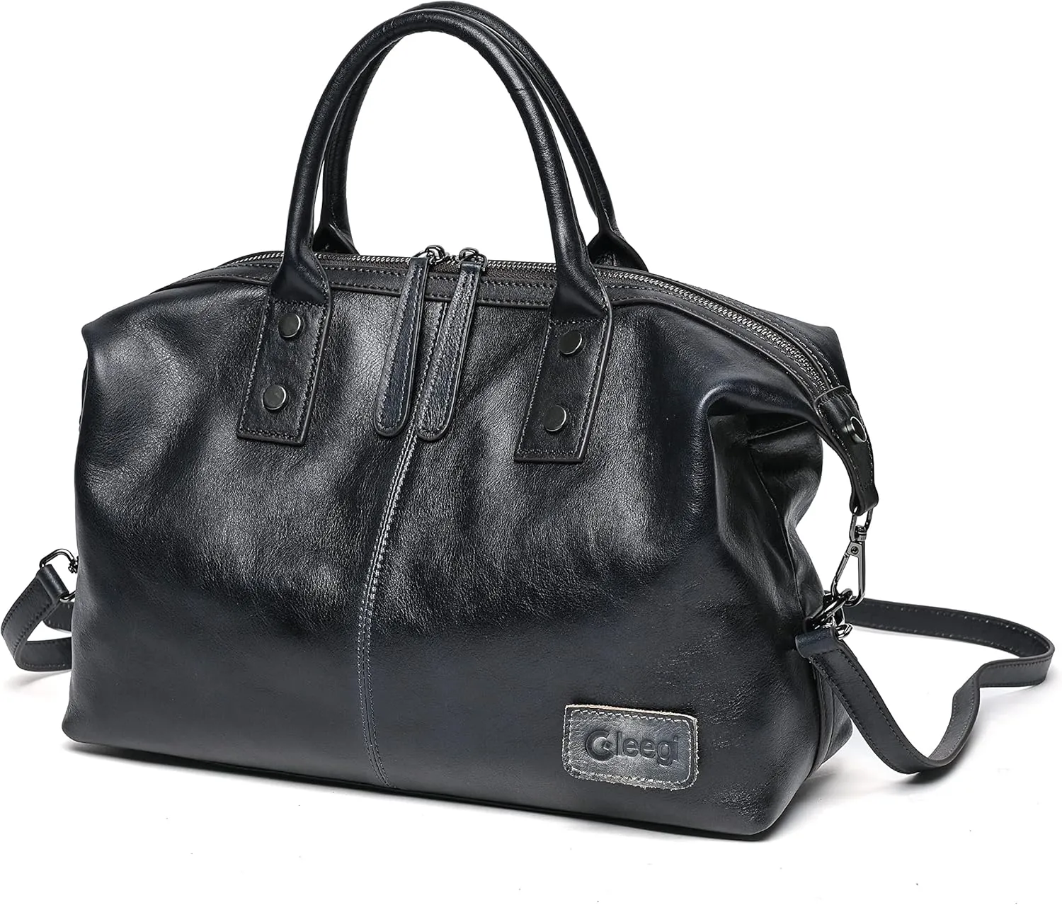 Genuine Leather Purses and Handbags for Women Shoulder Bag Top Handle Satchel Large Capacity Tote Bag Hobo Retro Leather Handbag for Women,Black