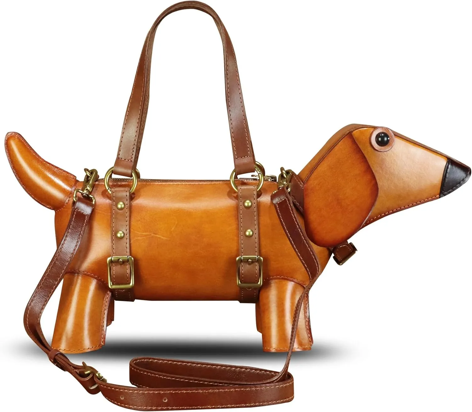 Genuine Leather Purses and Handbags for Women Unique Handmade Cute Dog Shape Fashion Crossbody Shoulder Bag Vintage Satchel
