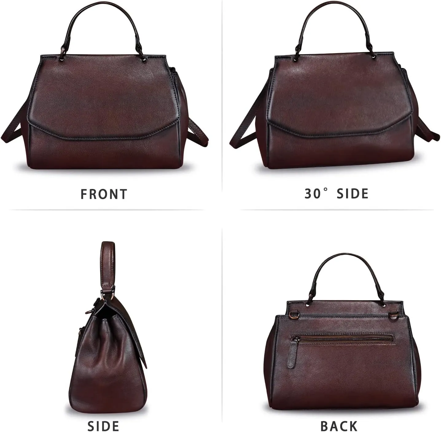 Genuine Leather Satchel for Women Crossbody Bags Handmade Vintage Top Handle Handbags Purse