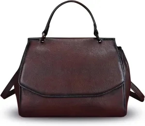 Genuine Leather Satchel for Women Crossbody Bags Handmade Vintage Top Handle Handbags Purse