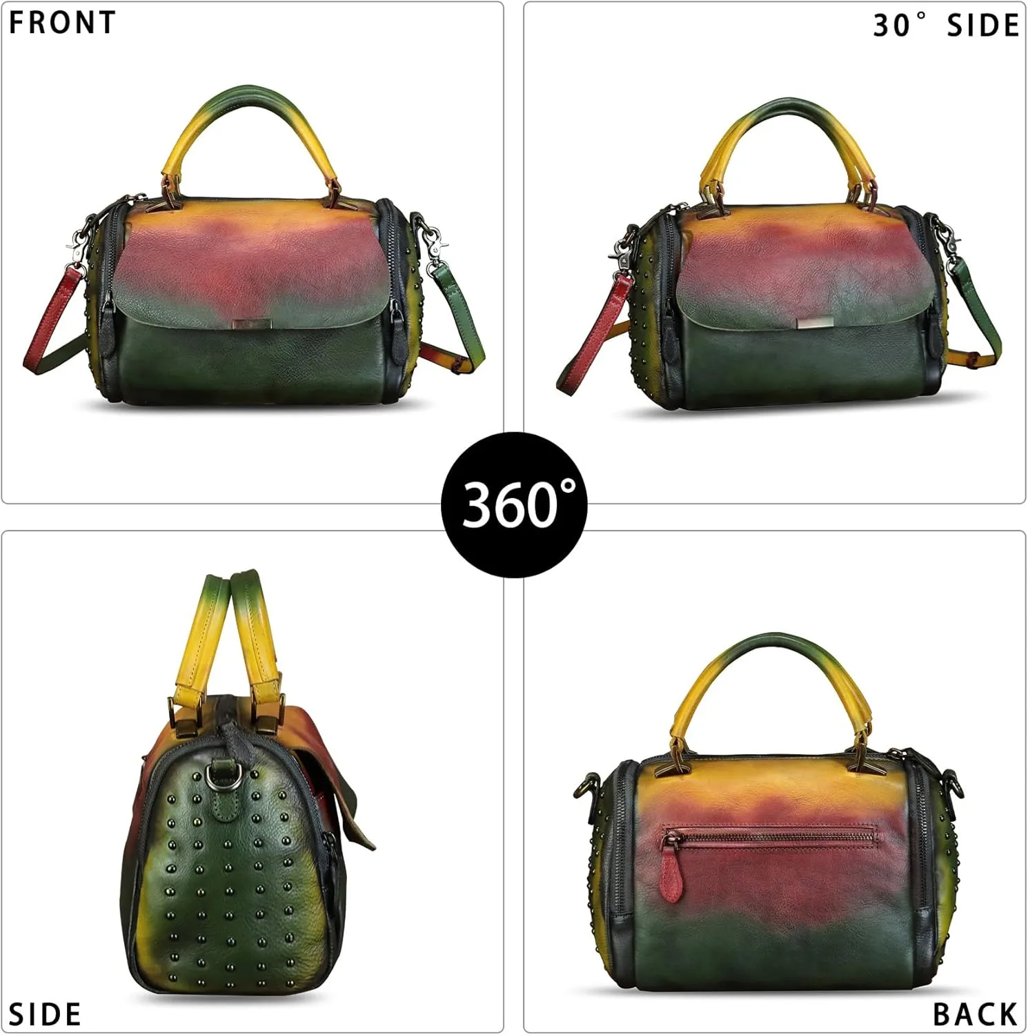Genuine Leather Satchel for Women - Handbag with Top Handle and Shoulder Strap - Crossbody Bag - Handmade Purses