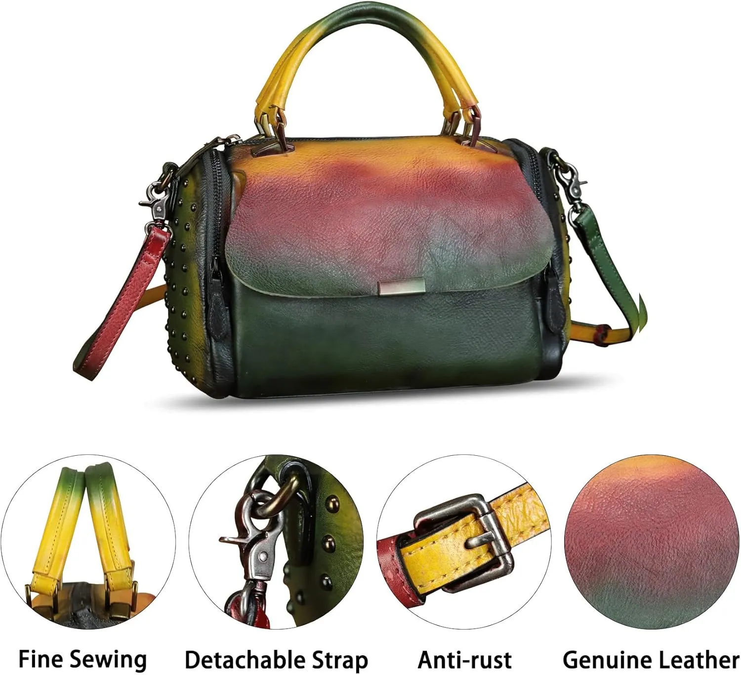 Genuine Leather Satchel for Women - Handbag with Top Handle and Shoulder Strap - Crossbody Bag - Handmade Purses