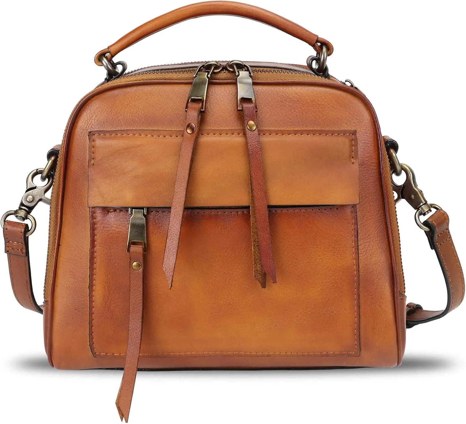 Genuine Leather Satchel Purse for Women Retro Cowhide Handmade Top Handle Handbag Designer Crossbody Bags