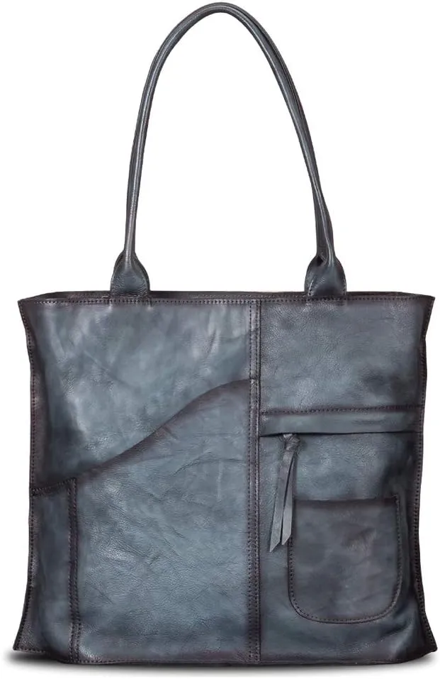 Genuine Leather Shoulder Bag Tote Bag for Women Vintage Real Leather Purses and Handbags Top Handle Satchel Bag