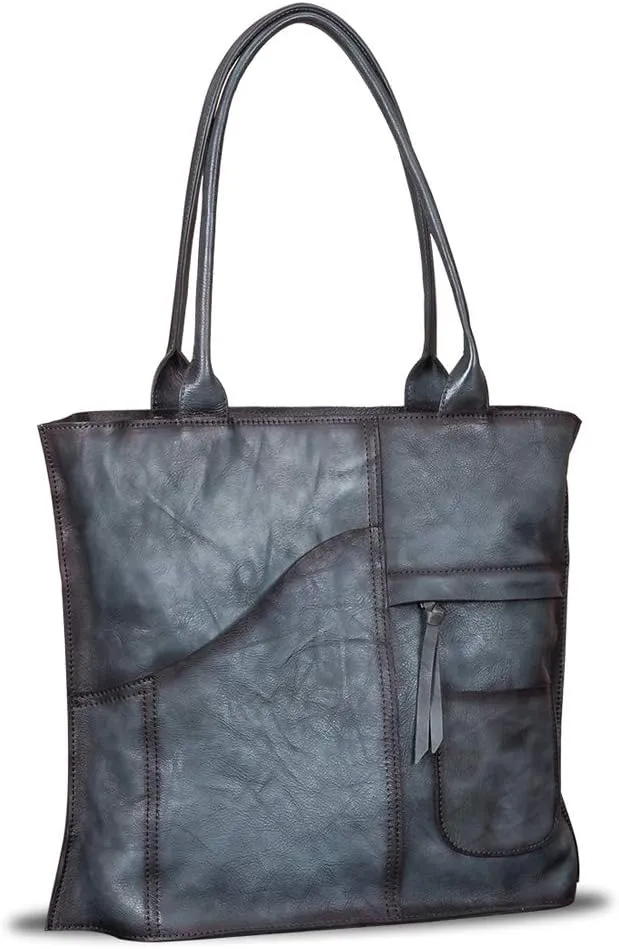 Genuine Leather Shoulder Bag Tote Bag for Women Vintage Real Leather Purses and Handbags Top Handle Satchel Bag