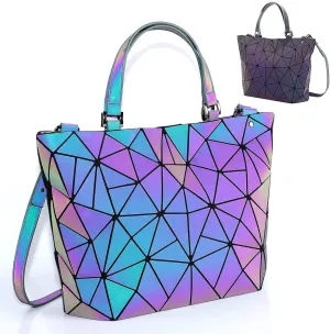 Geometric and Holographic Crossbody and Women Girls Tote for Tailored options Handbag Responsive Luminous