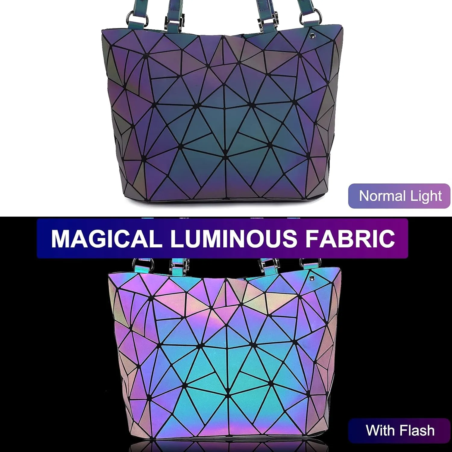 Geometric and Holographic Crossbody and Women Girls Tote for Tailored options Handbag Responsive Luminous
