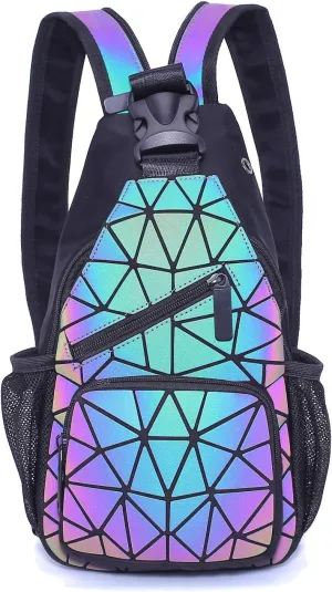 Geometric Luminous Backpack - Holographic Reflective Lumikay Purse, Irredescent Crossbody, Prism Sling for Women Men NO.1