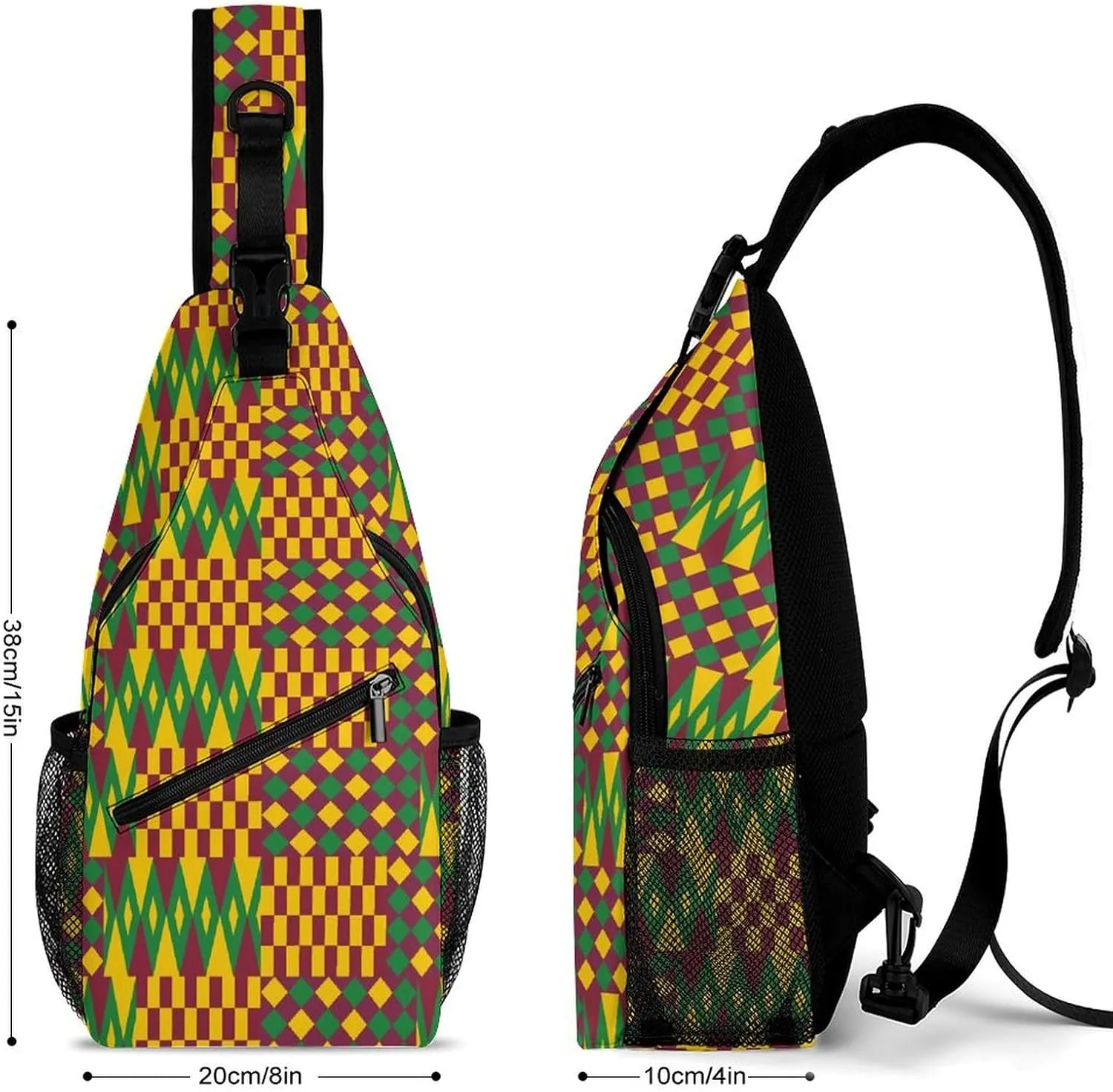 Geometric Patterns Sling Backpack, Crossbody Shoulder Bag, Chest Bags for Outdoor Travel Fitness, 38x20cm, Style-3