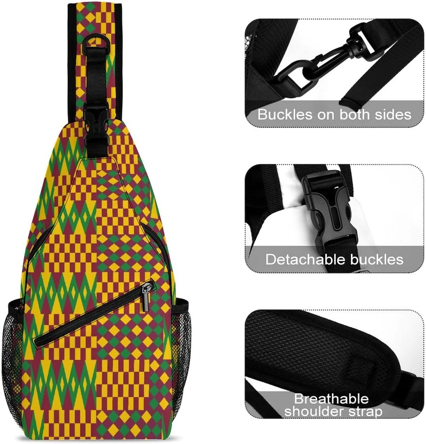 Geometric Patterns Sling Backpack, Crossbody Shoulder Bag, Chest Bags for Outdoor Travel Fitness, 38x20cm, Style-3