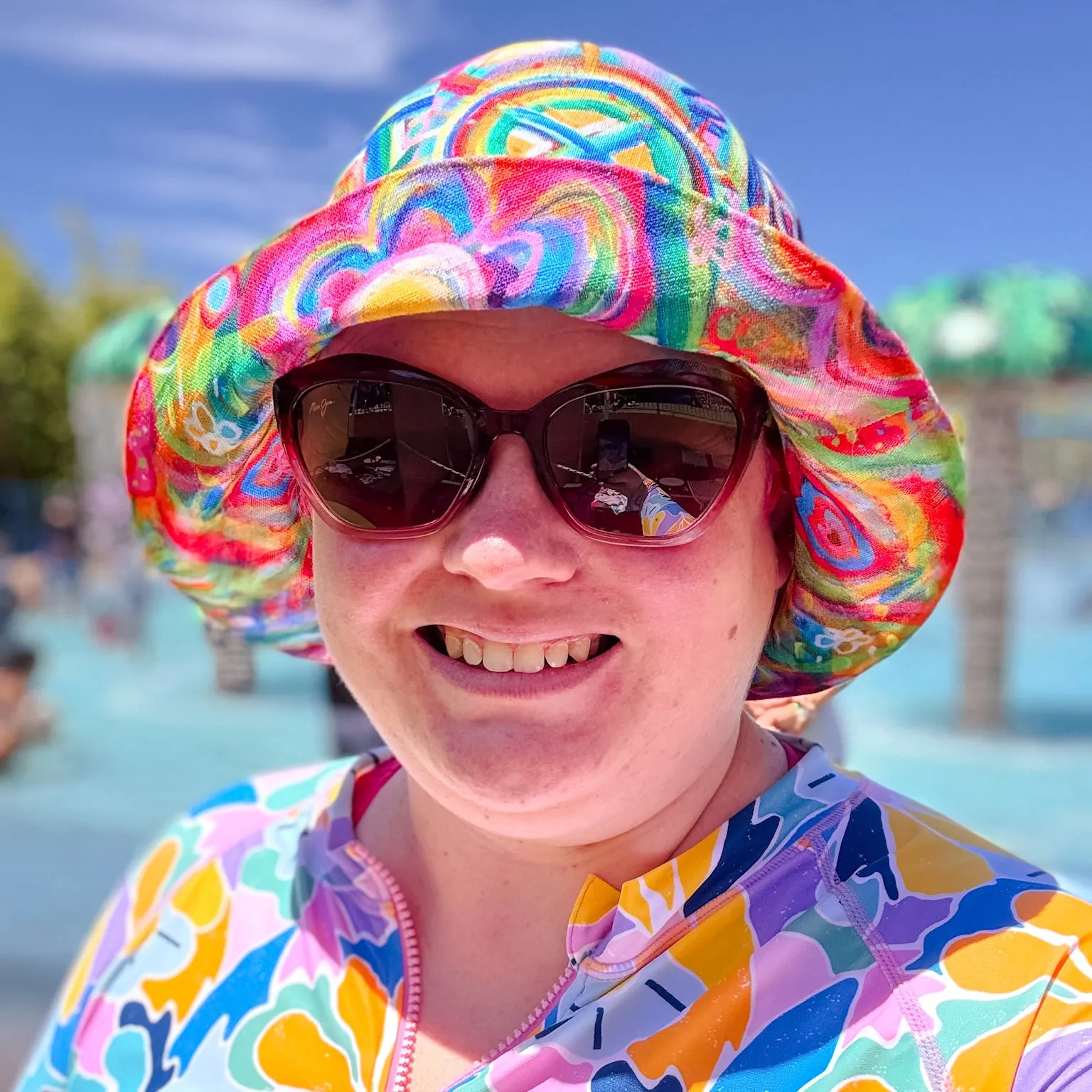 Geometric Rainbow/Love in Neon Reversible Bucket Hat
